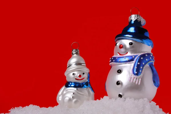 Two snowmen on snow — Stock Photo, Image