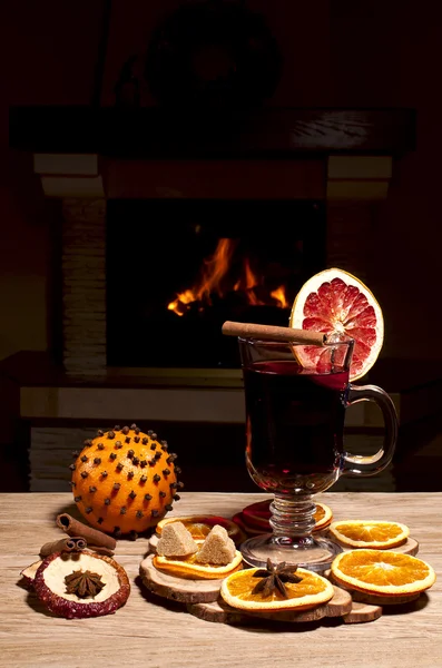 Glass of mulled wine — Stock Photo, Image