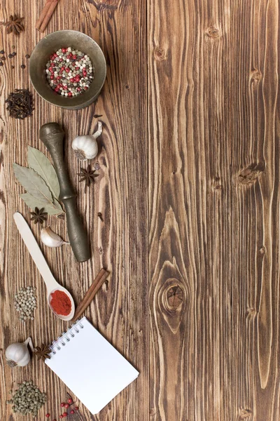 Background - spices and notepads — Stock Photo, Image