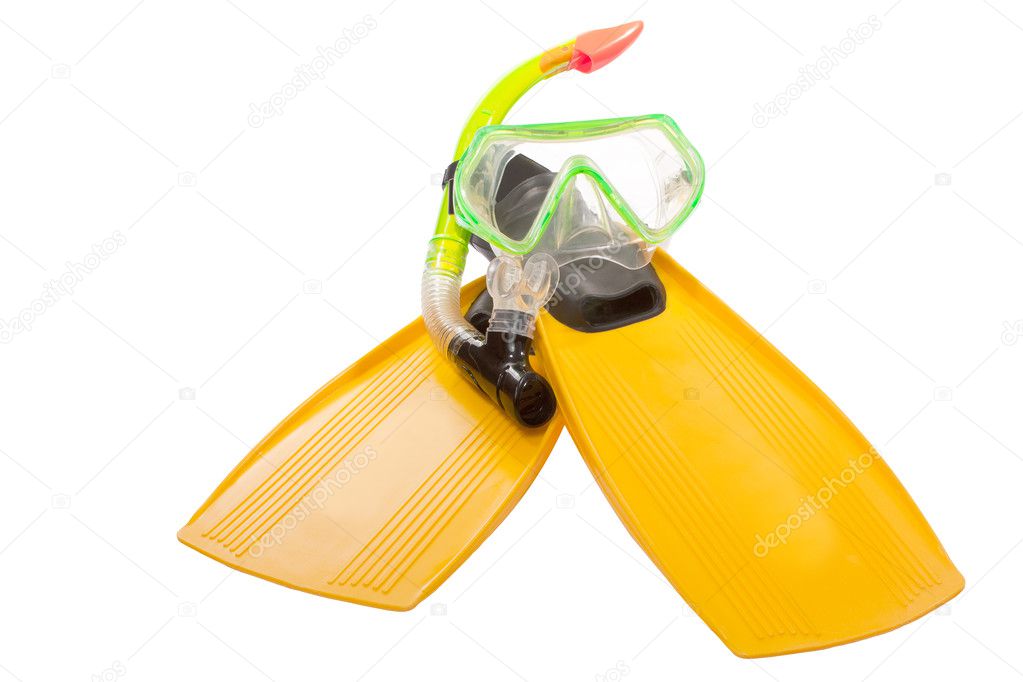 flippers and mask for a scuba diving
