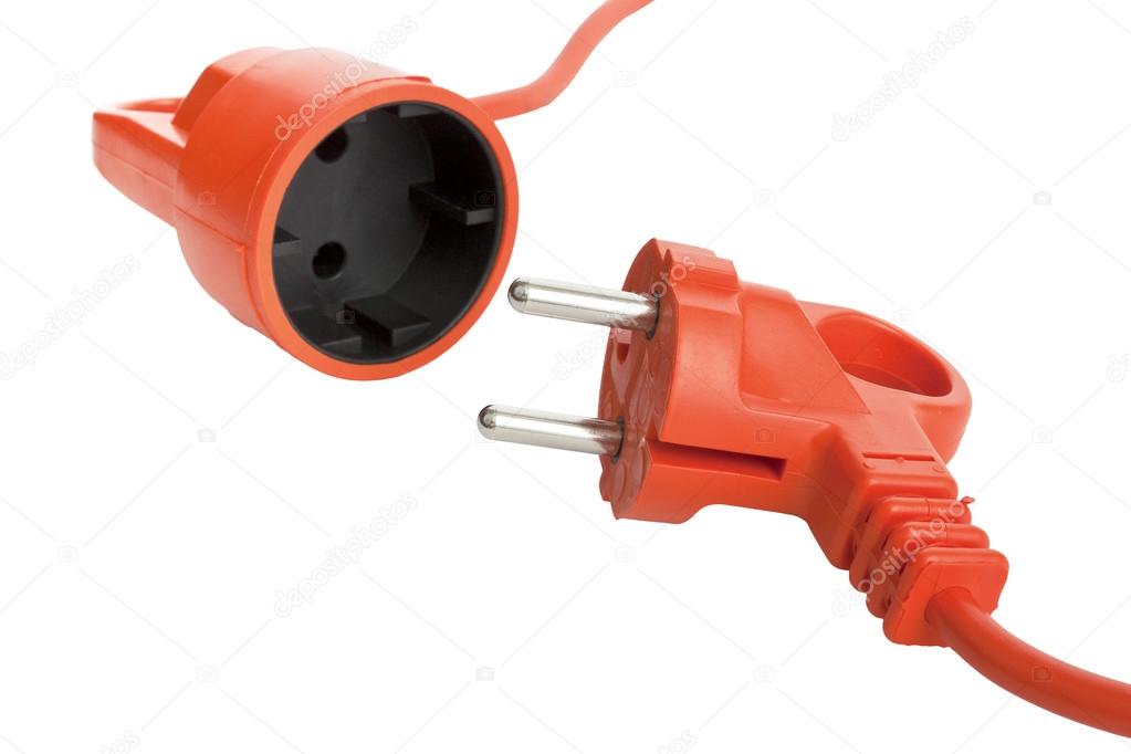Electric power cable with plug and socket unplugged