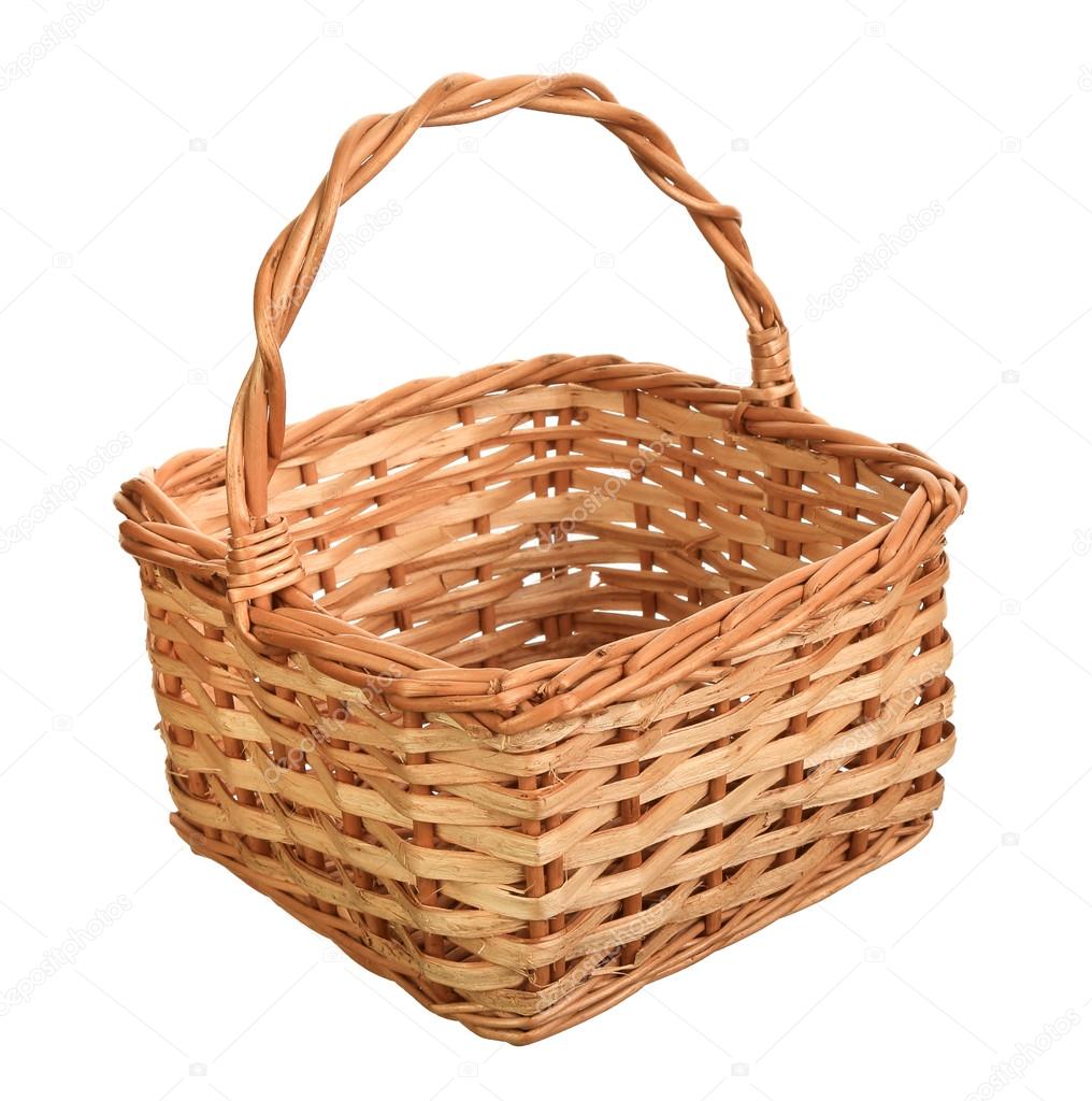 A wicker basket with handle.