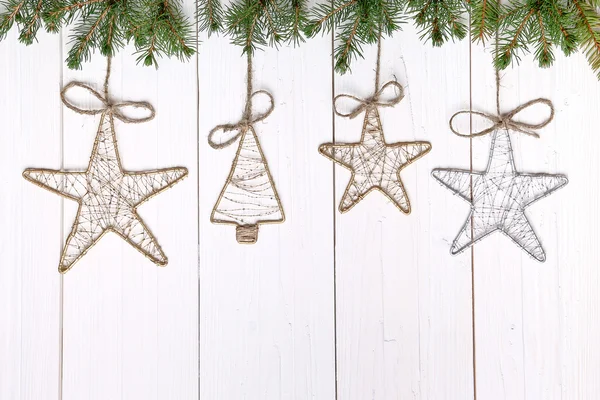 木製の背景のビンテージのクリスマスの装飾 — ストック写真