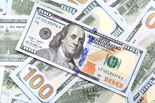 Background of the new U.S. hundred-dollar bills put into circula — Stock Photo, Image