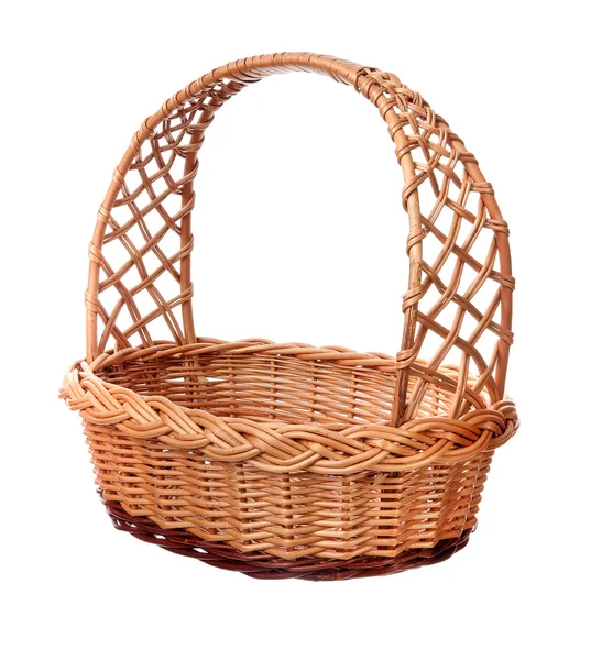 A wicker basket with handle. — Stock Photo, Image