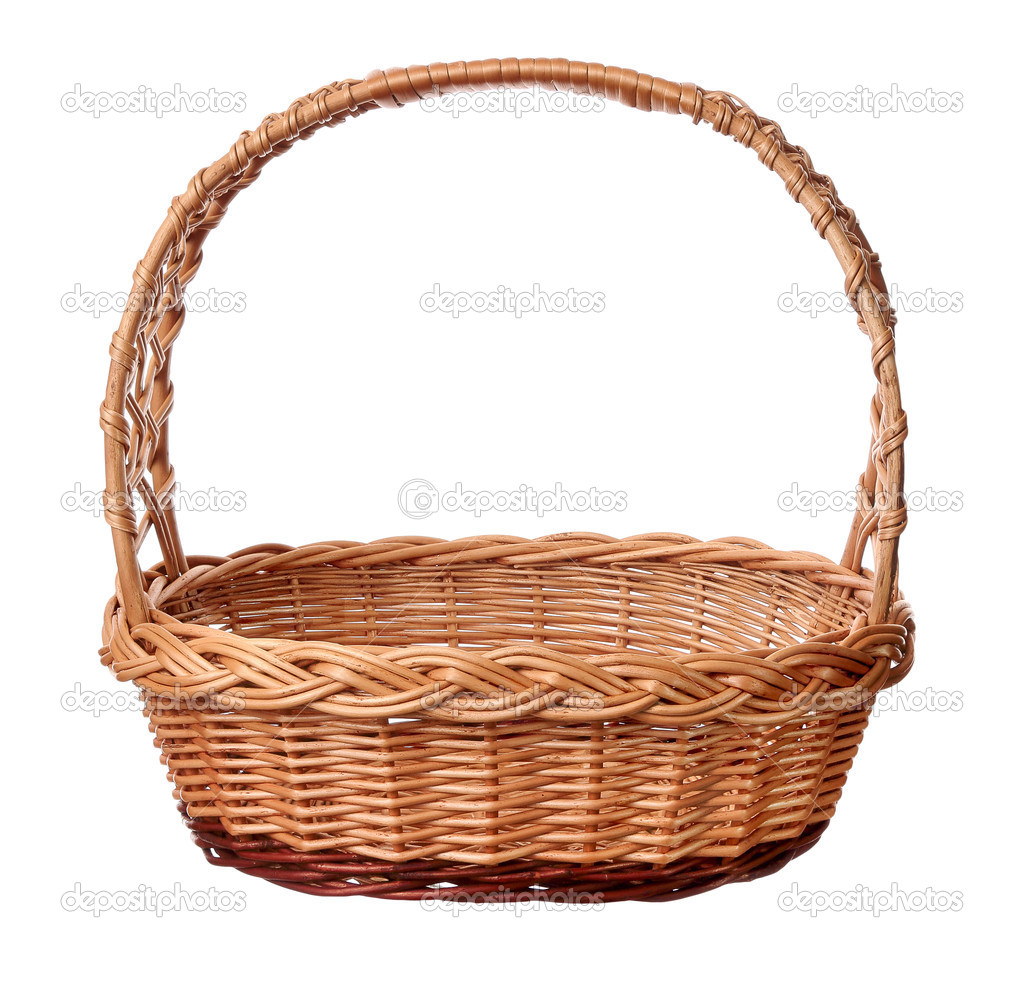 A wicker basket with handle.