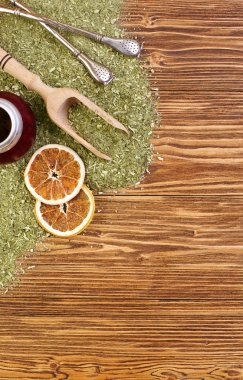 arka plan - yerba dostum, su kabakları ve bombilla ahşap tablo