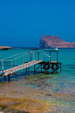 balos lagoon Girit, Yunanistan'ın boş pier