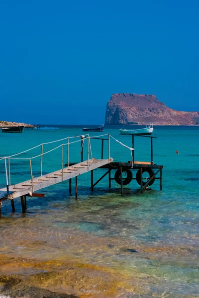 Empty pier in Balos Lagoon on Crete, Greece — Stock Photo, Image