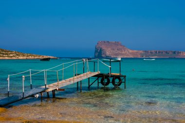 balos lagoon Girit, Yunanistan'ın boş pier