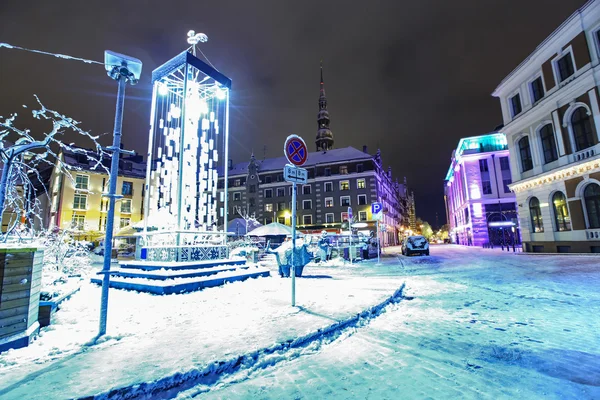 Night view at city hall in Old Riga, Latvia — Stock Photo, Image