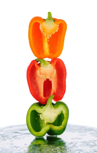 Three Pepper Halves Stacked — Stock Photo, Image