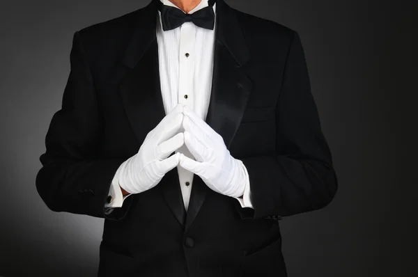 Man in Tuxedo with Hands in Front — Stock Photo, Image