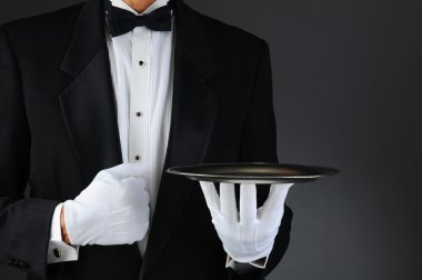 Waiter With Silver Tray clipart