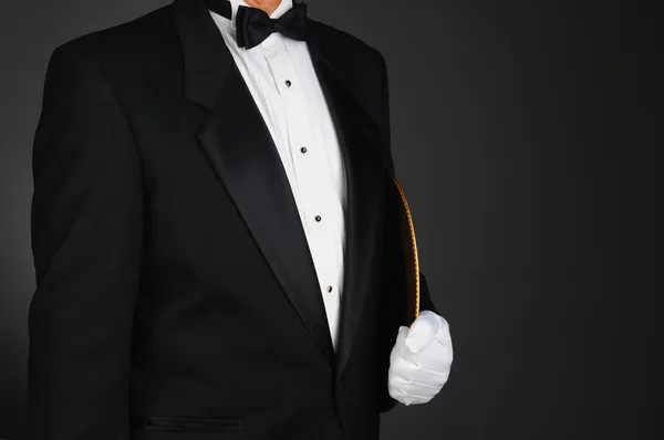 Waiter Holding Serving Tray Under His Arm — Stock Photo, Image