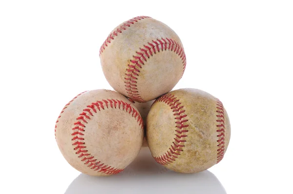 Stos używane baseballs — Zdjęcie stockowe