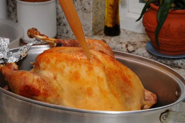 Een thanksgiving kalkoen bedruip — Stockfoto