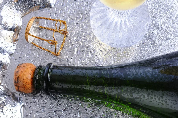 Champagnefles opleggen lade — Stockfoto