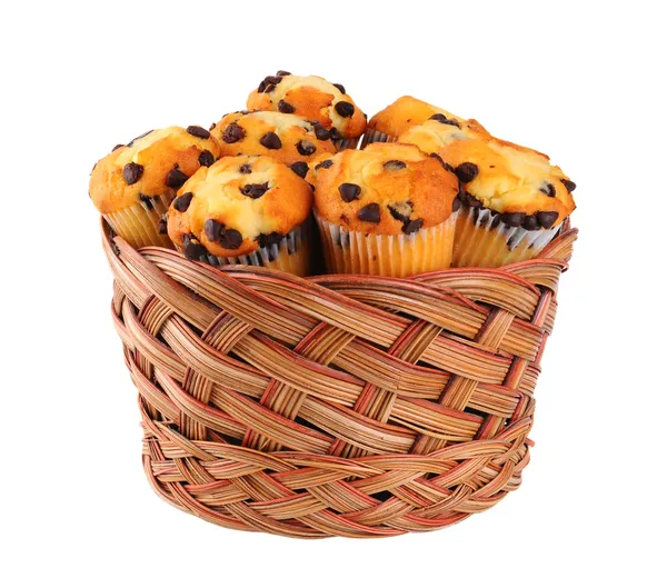 Cesta de Muffins Chip Chocolate — Fotografia de Stock