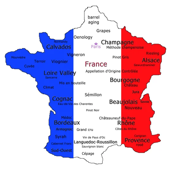 French Wine Map — Stock Photo, Image