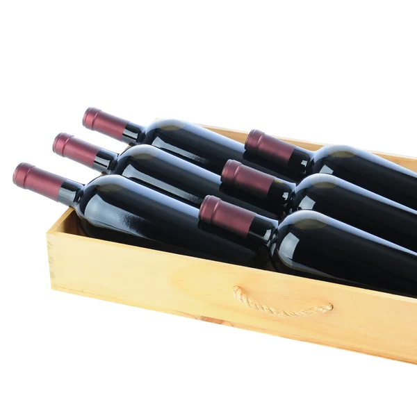 Wine Bottles in Wood Crate — Stock Photo, Image