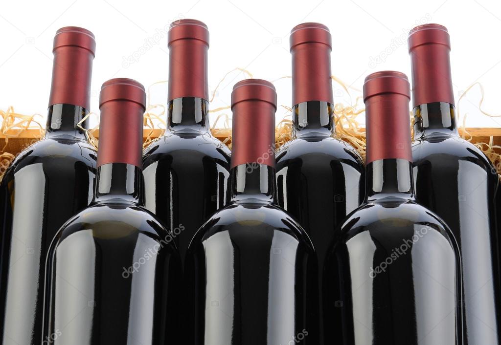 cabernet sauvignon Wine Bottles in Crate with Straw