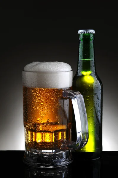 Beer Mug and Bottle — Stock Photo, Image