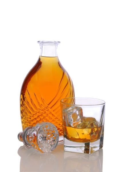 Decanter with Glass of Scotch — Stock Photo, Image