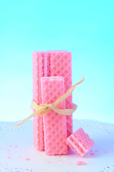 ウェーハのピンクの砂糖クッキー — ストック写真