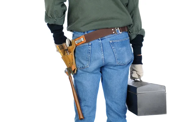 Trabajador de construcción con caja de herramientas —  Fotos de Stock