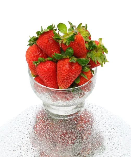 Strawberries in Glass Bowl — Stock Photo, Image