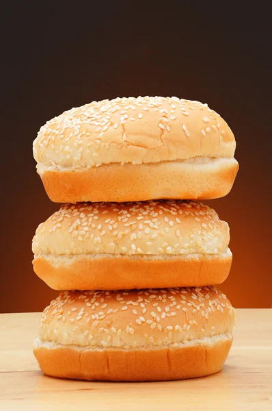 Hamburger broodje stapel — Stockfoto