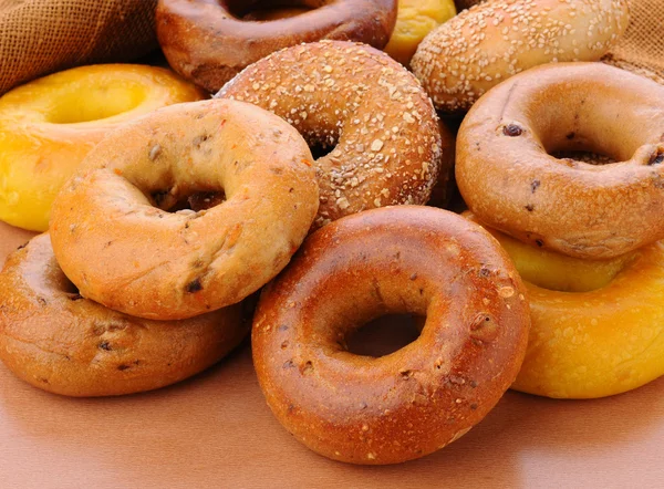 Grupp av diverse bagels — Stockfoto