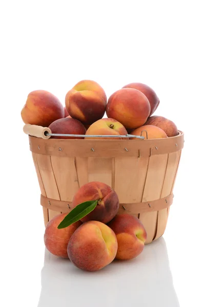 Basket of Yellow Peaches — Stock Photo, Image