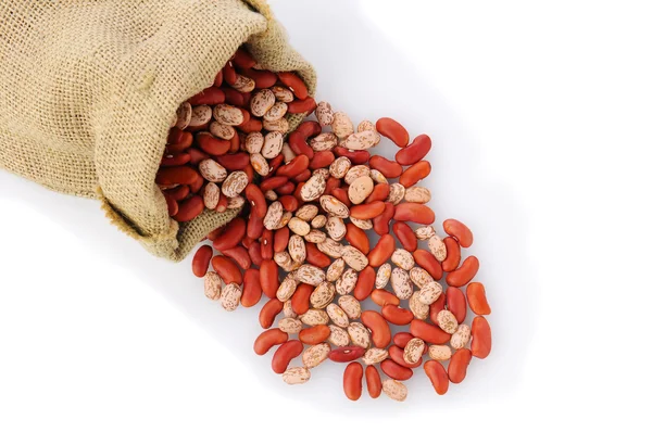 Pinto and Red Kidney Beans Spilling from a Burlap Bag — Stock Photo, Image