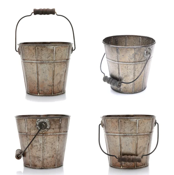 Quatro vistas de um balde velho — Fotografia de Stock