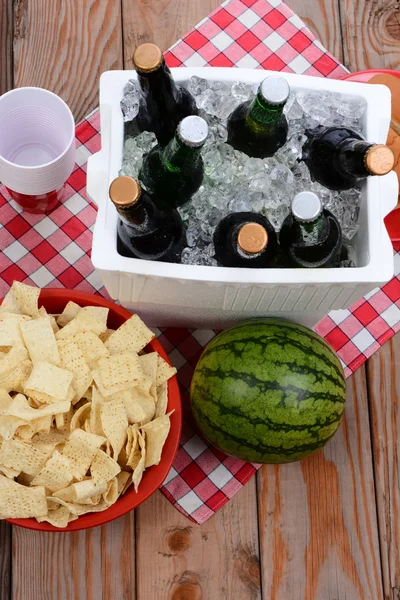 Picnic Spread on Wood Deck — Stock Photo, Image