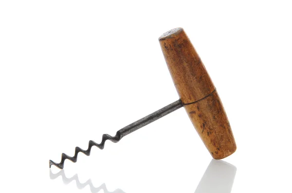 Antika trä hanteras corkscrew — Stockfoto