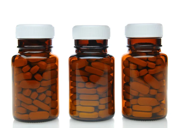 Three Brown Medicine Bottles — Stock Photo, Image