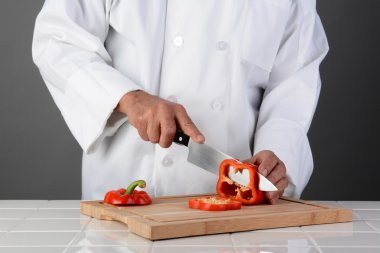 Şef Dilimleme kırmızı dolmalık biber