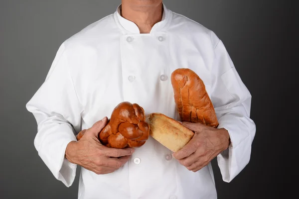 Baker With Loaves of Bread — Stock Photo, Image