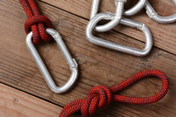 Rep och carabiners — Stockfoto