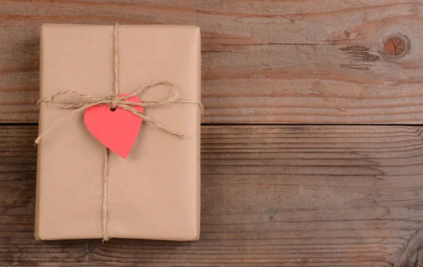 Valentines Package With Heart Tag — Stock Photo, Image