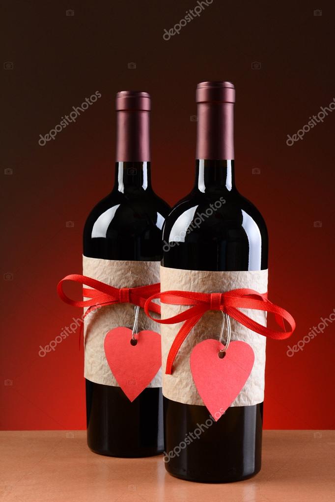 Two Wines Bottles Decorated For Valentines Stock Photo C Scukrov