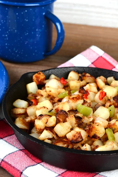 Closeup Breakfast Potatoes in Skillet — Stock Photo, Image