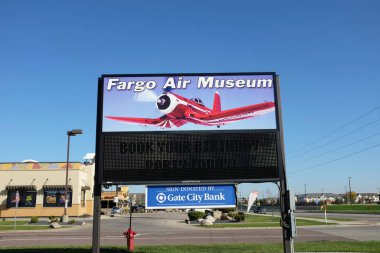 FARGO, NORTH DAKOTA - 4 OCT 2021: Sign at the Fargo Air Museum is located at Hector International Airport. clipart