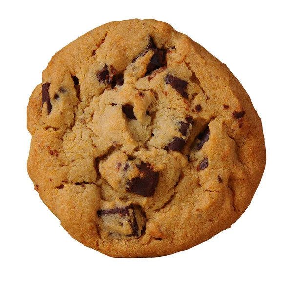 Closeup Chocolate Chip Cookie Isolated White — Stock Photo, Image