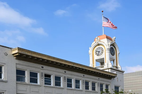 Santa Ana California Jan 2022 Closeup Clock Tower Spurgeon Buliding — Stock Photo, Image