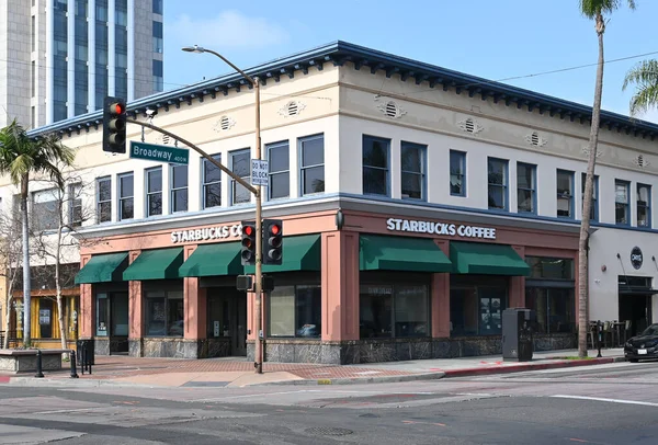 Santa Ana California Jan 2022 Starbucks Coffee Corner Broadway 4Th — 图库照片