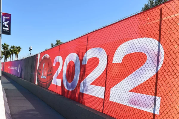 Inglewood California 2022年2月12日 Sofiスタジアム周辺のフェンスにスーパーボウルLviの標識 — ストック写真